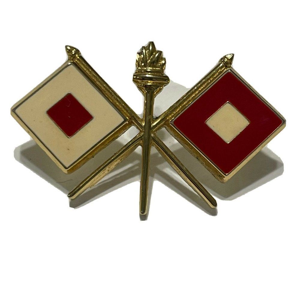 US Army Officer Branch Insignia -Signal Corps clutch back Memorabilia Dual Back